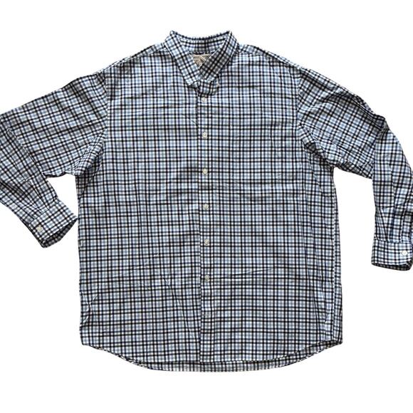 Duluth Trading Co Men’s Button Down Shirt 2XL Tall Blue Plaid WrinkleFighter EUC - Picture 1 of 8